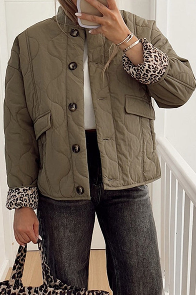 Stylish Army Green Relaxed Cotton Coat for Effortless Comfort