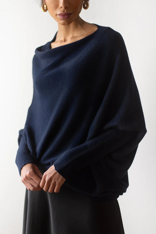 Chic Solid Color Round Neck Long Sleeve Knitted Sweater