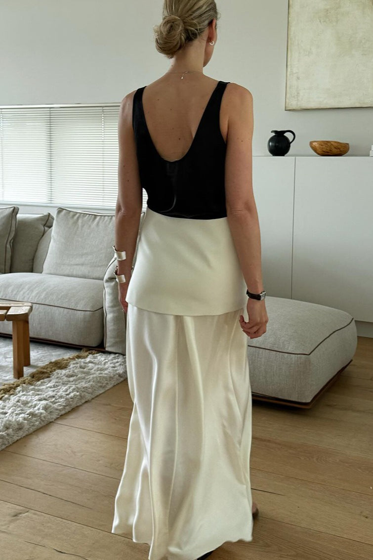 Vintage Satin High-Waist Maxi Skirt