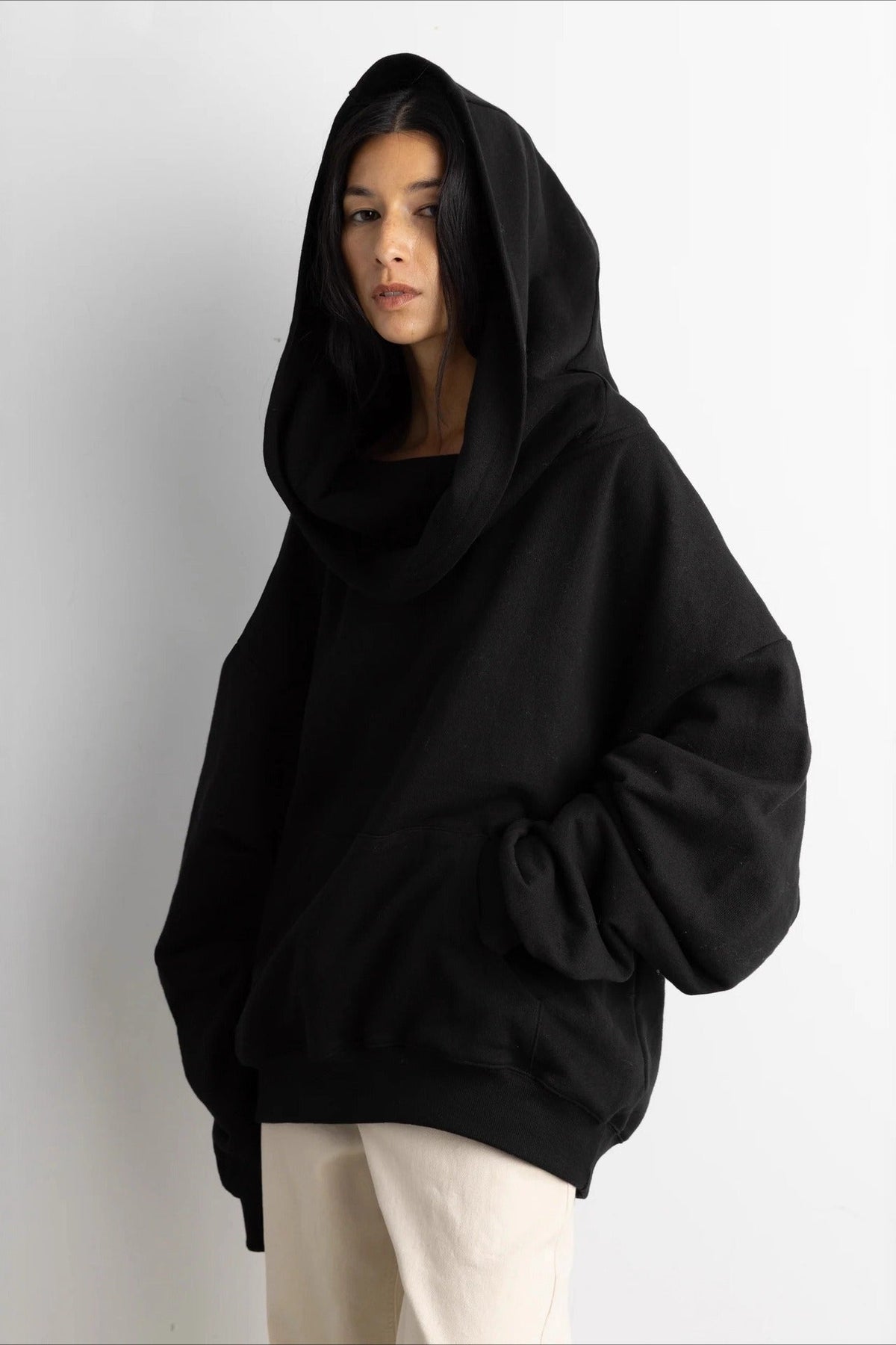 Off Shoulder Print Hoodie