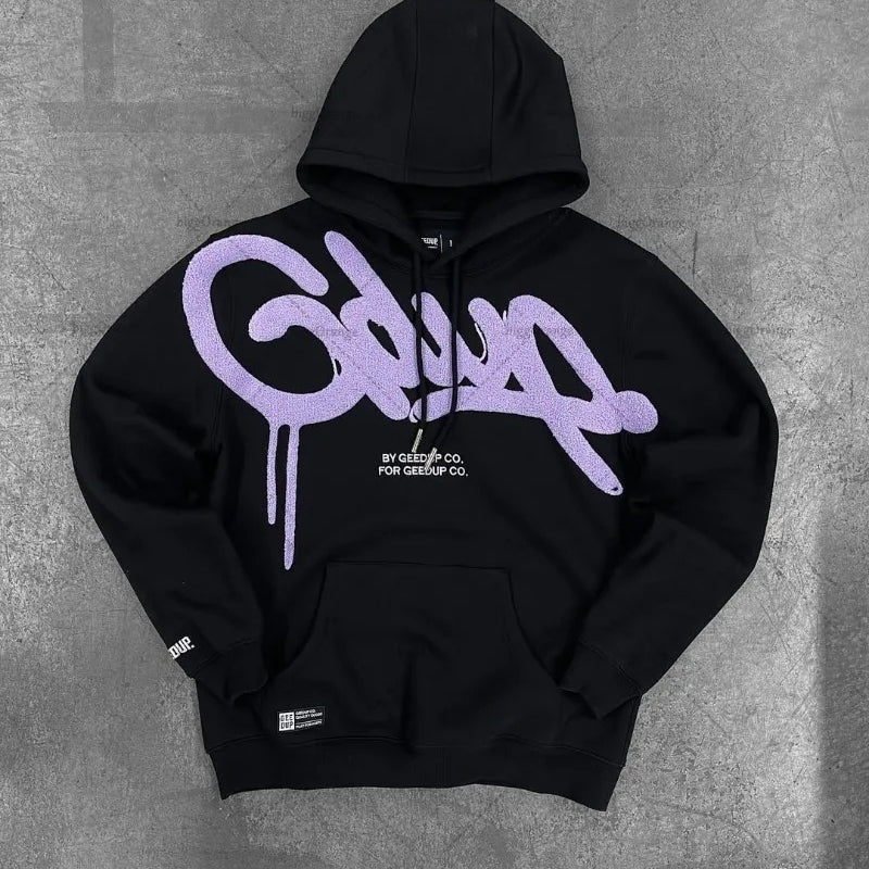 Embroidered Retro Oversized Hoodie