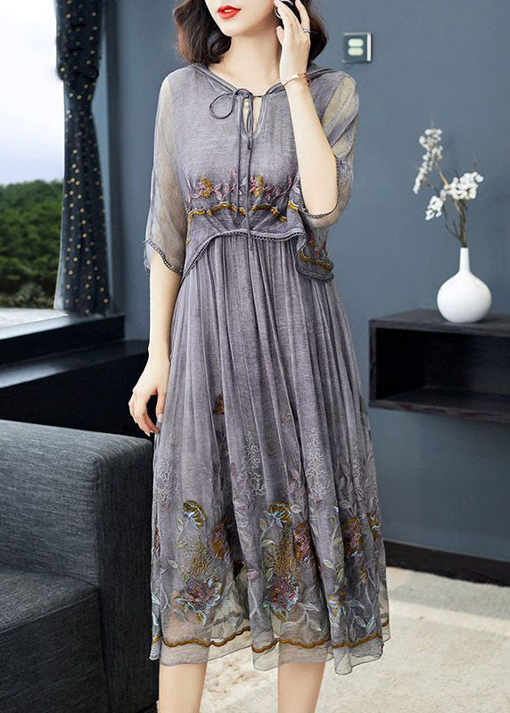 Hooded V-Neck Tie Front Short Flutter Sleeve Floral Midi Dress - View 2
