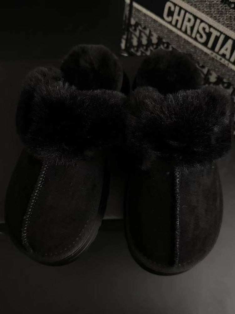 Plush Faux Suede Platform Slider