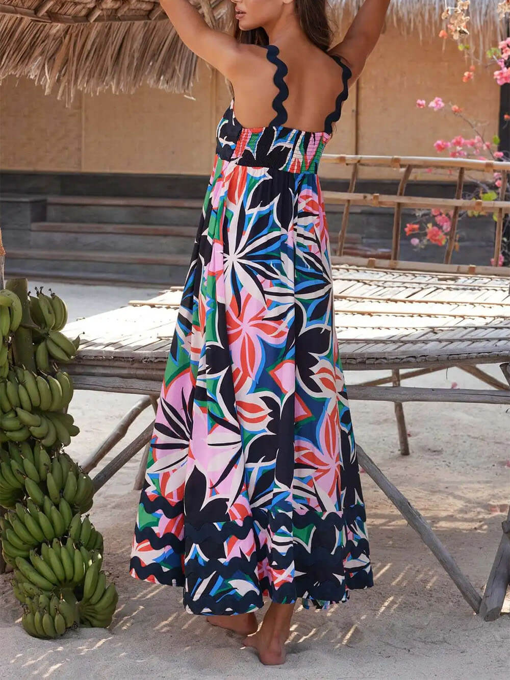 Printed Suspender Maxi Dress - Fashionpara