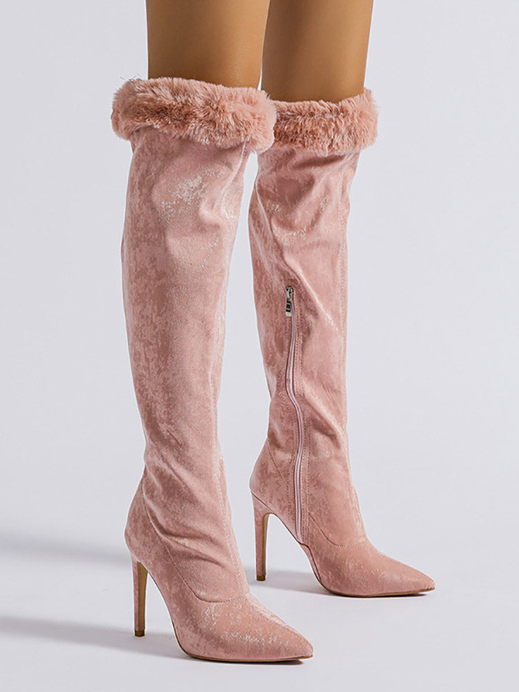 Suede Stiletto Heeled Boots