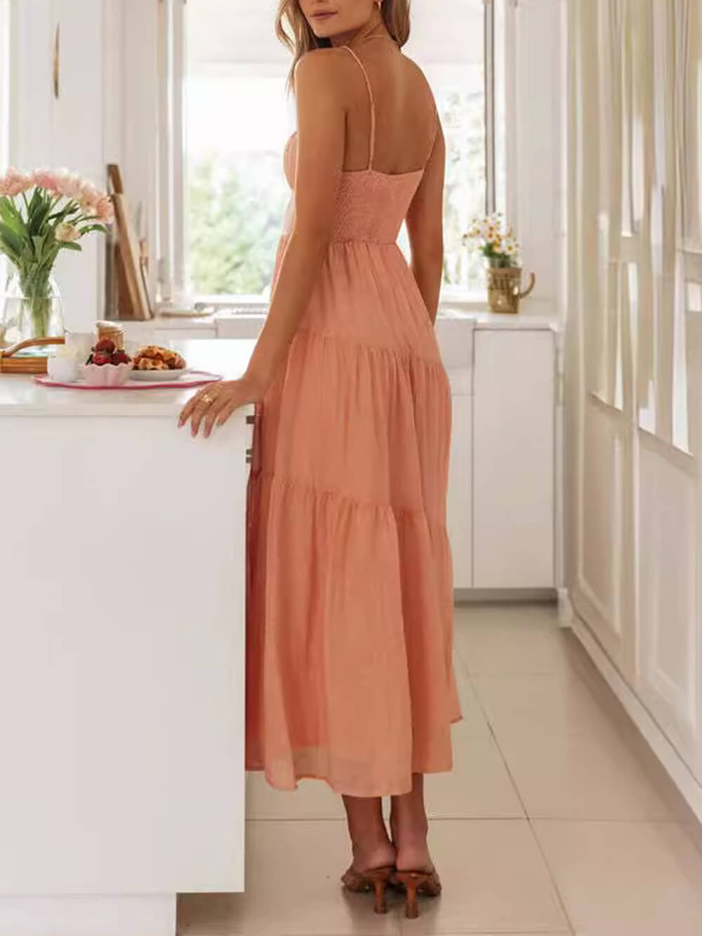 Backless Lace-Up Sleeveless Patchwork Slip Dress - Fashionpara