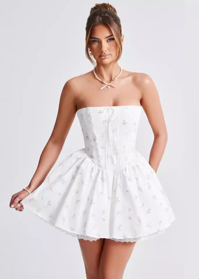 V-Neck Sleeveless Corset Bodycon Mini Cocktail Dress in White - View 4
