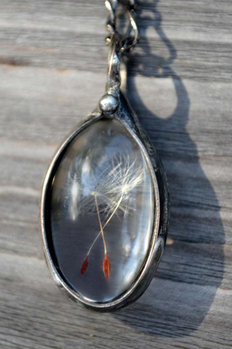 Dandelion Time Gemstone Crystal Necklace - Fashionpara