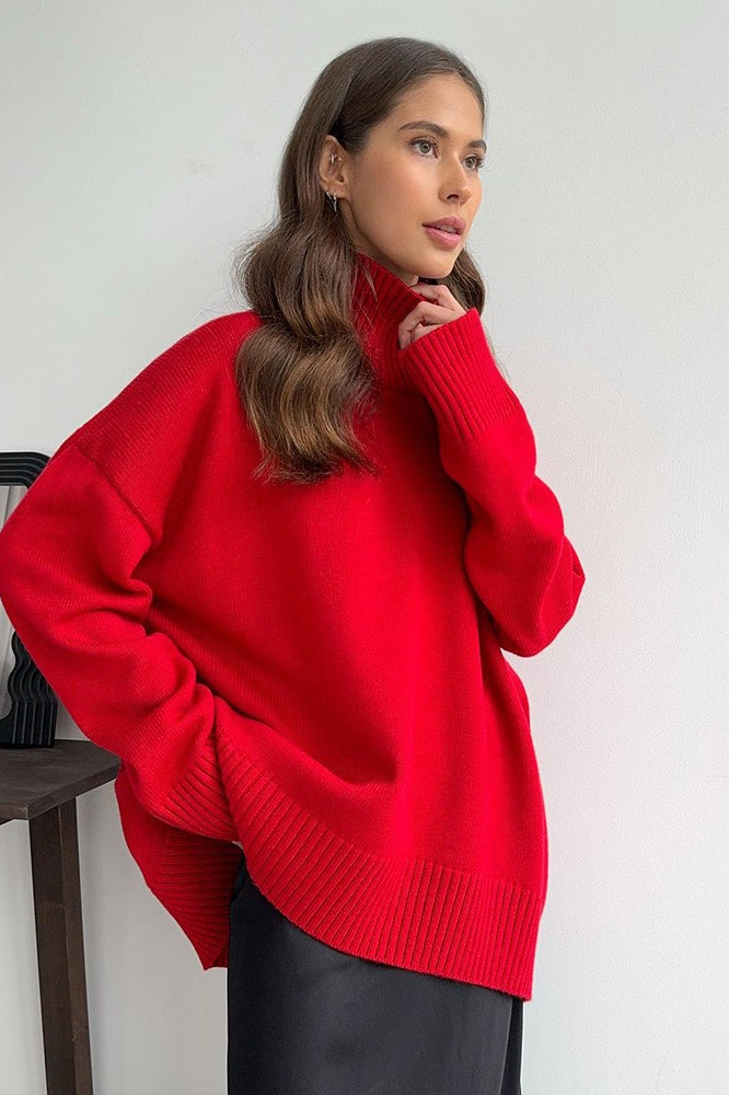 Slimming High Neck Knit Sweater