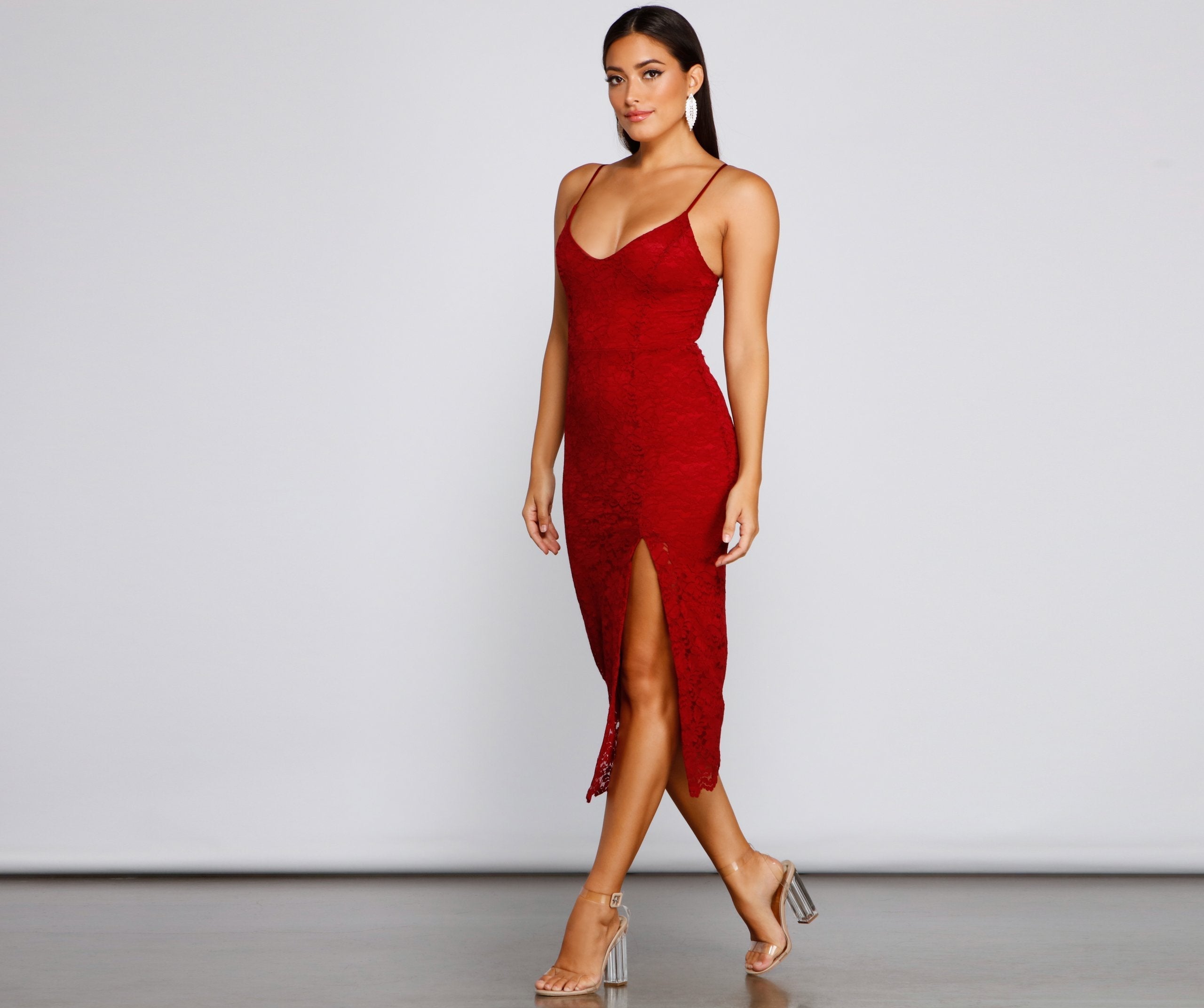 Seraphina Formal Sleeveless Lace Midi Dress - Fashionpara