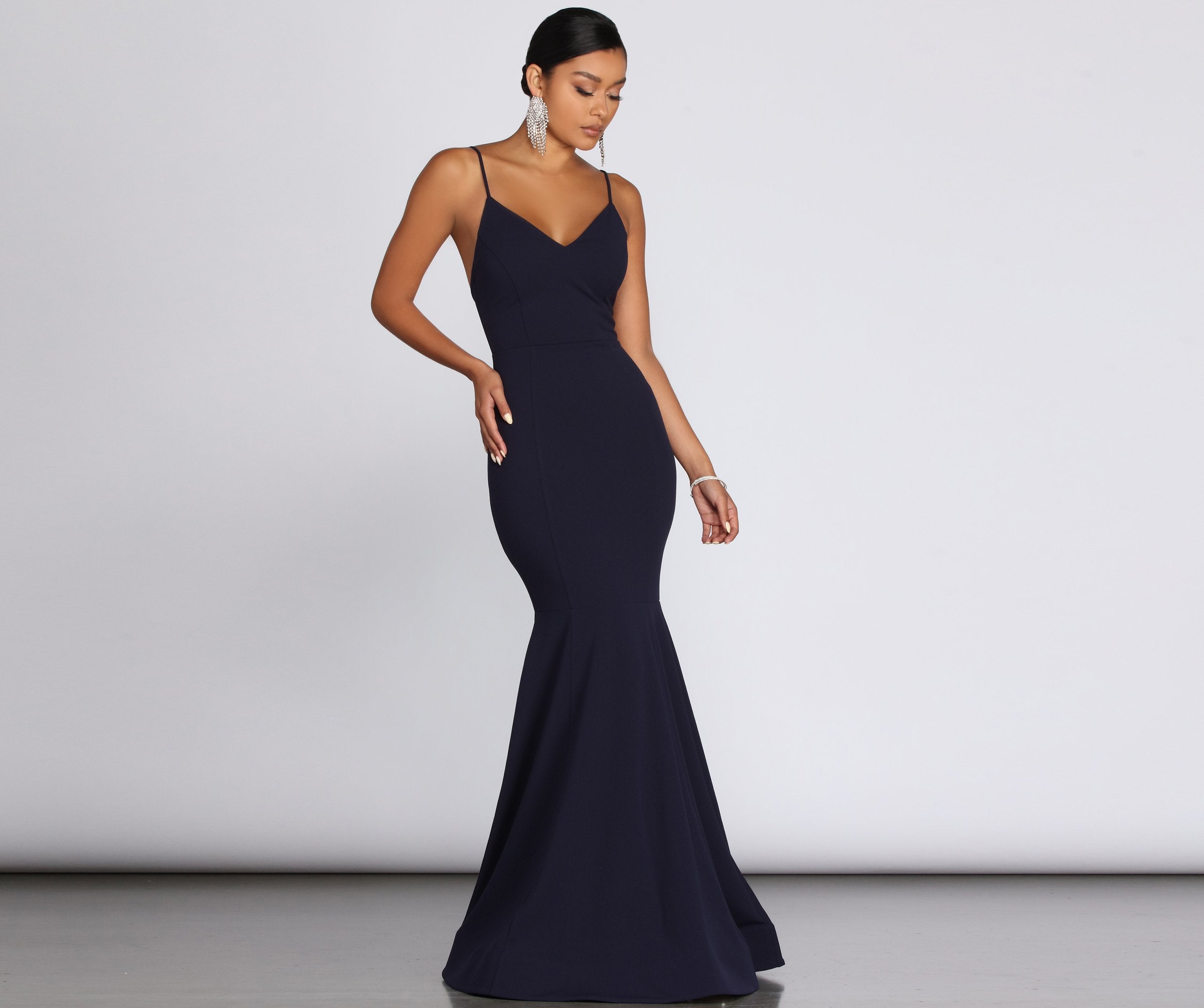 Raquel Cross-Back Mermaid Gown - Fashionpara