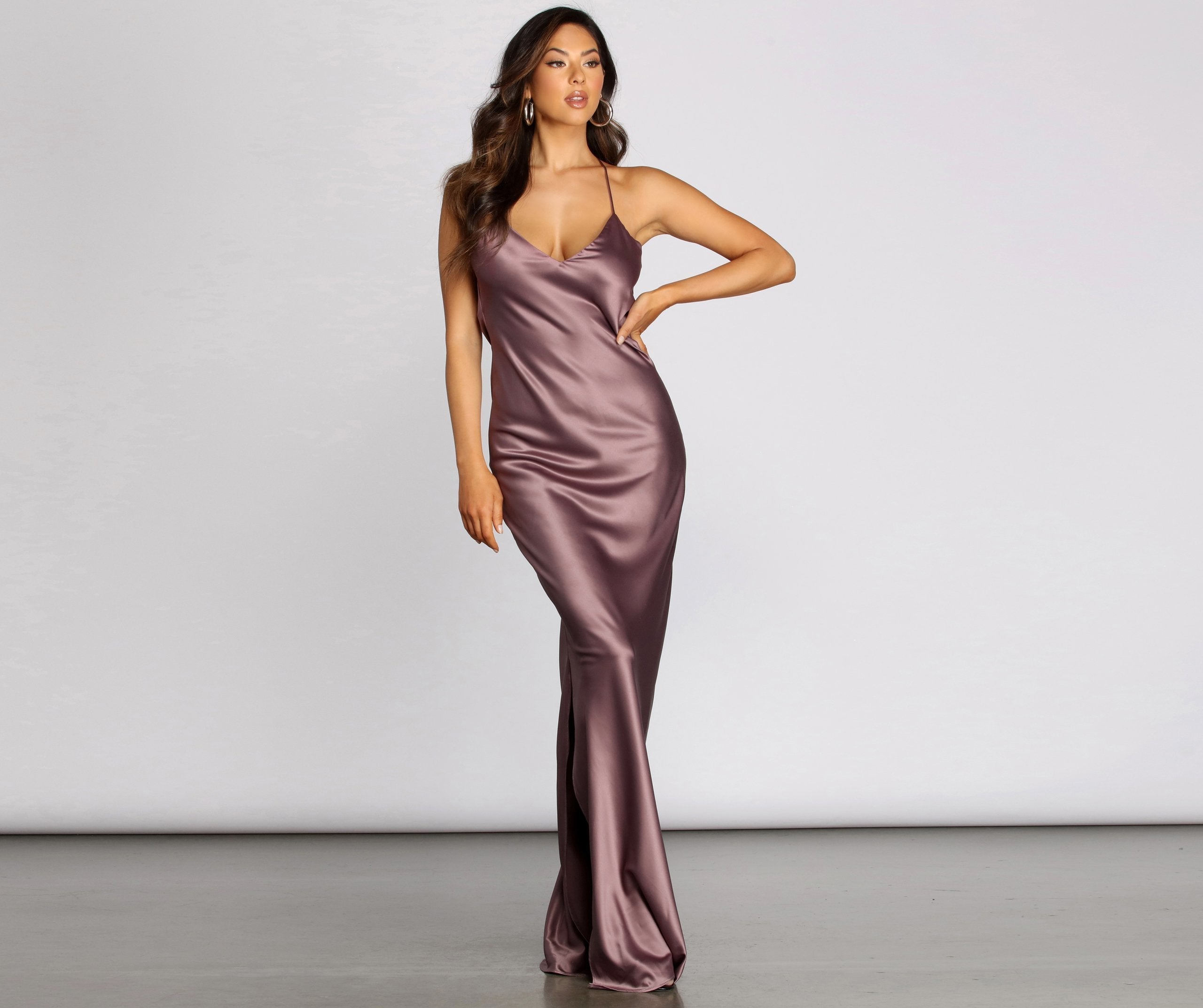 Chantel Cowl Back Satin Dress - Fashionpara