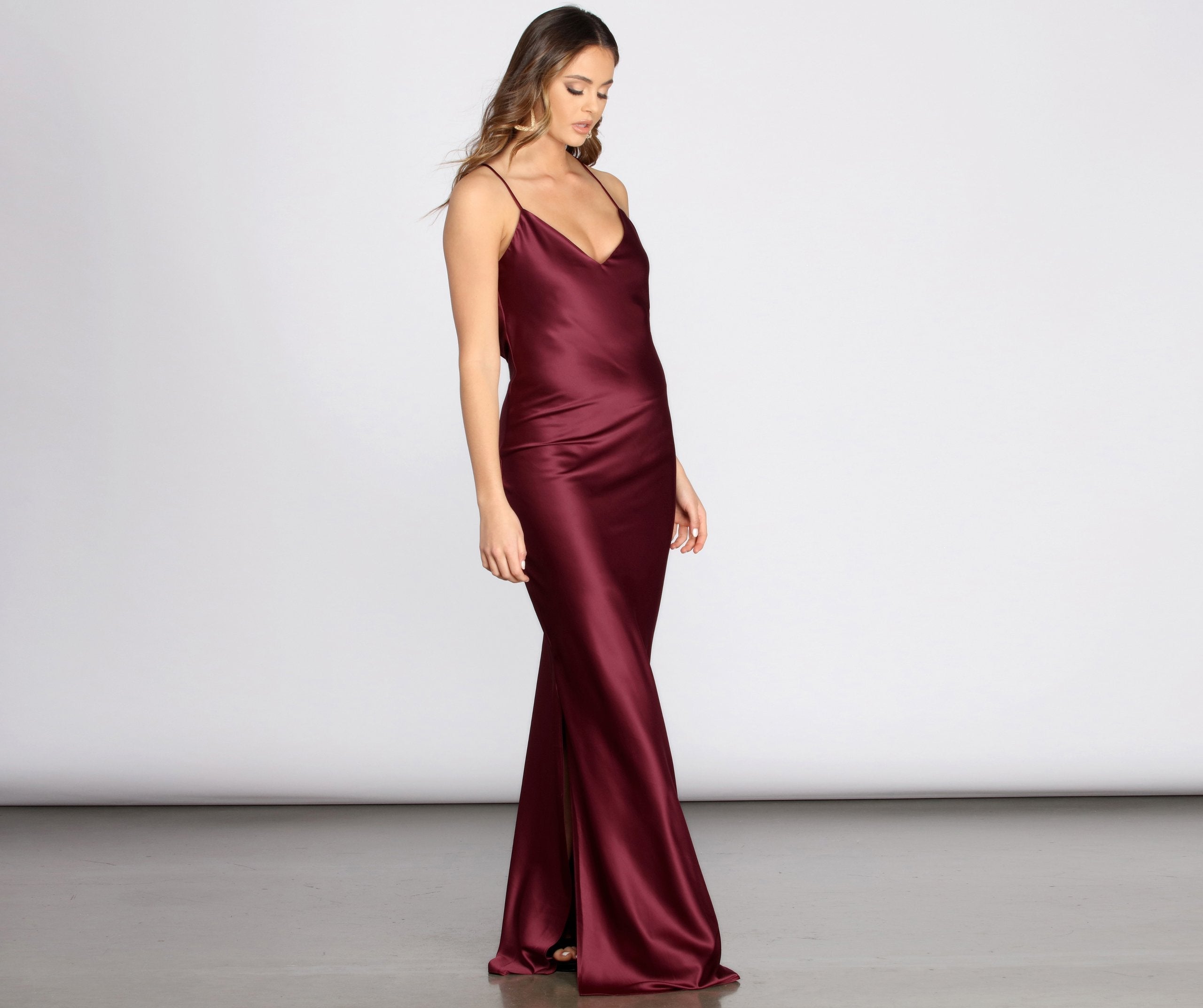 Chantel Cowl Back Satin Dress - Fashionpara