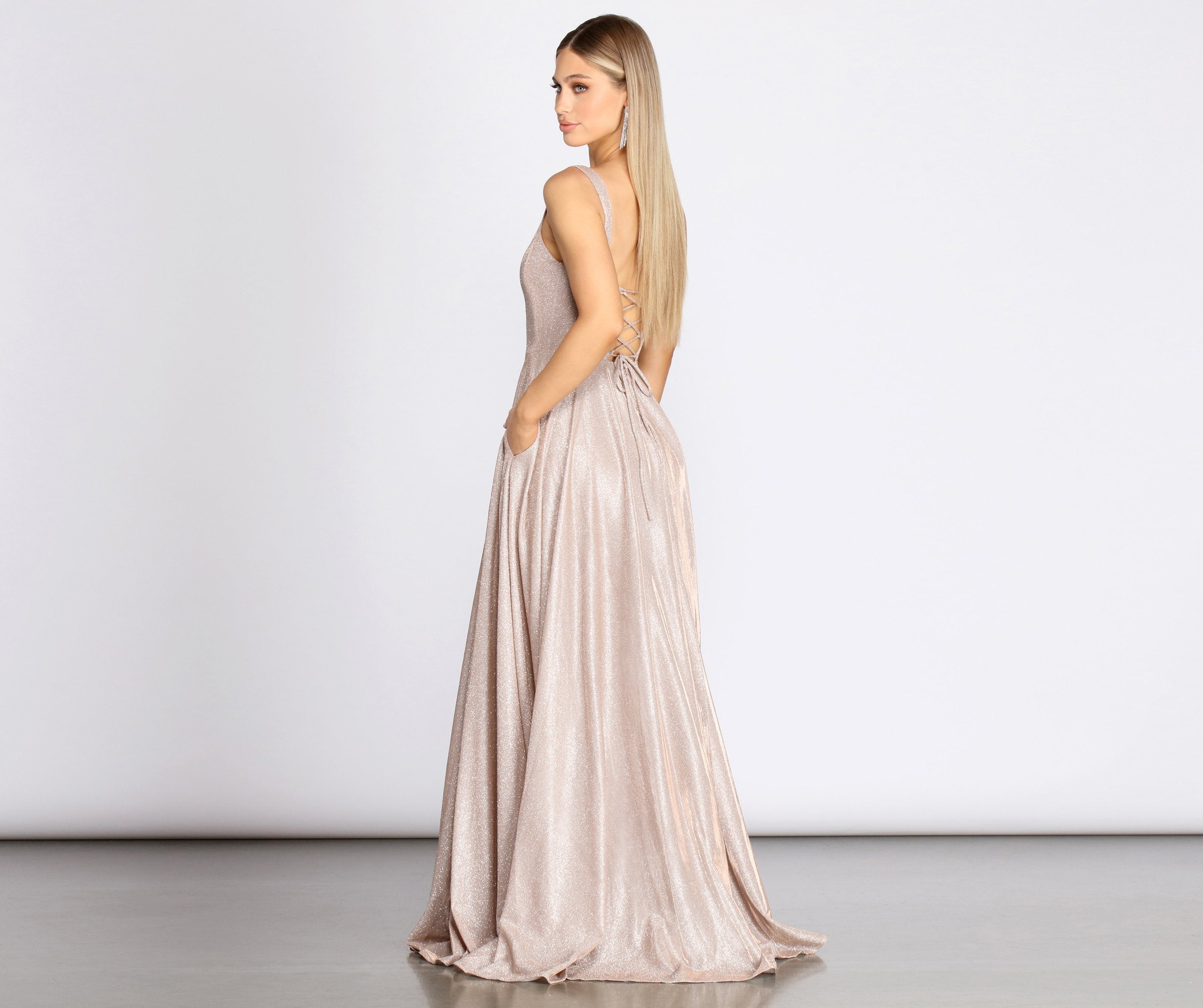 Emery Formal Glitter A-Line Dress - Fashionpara