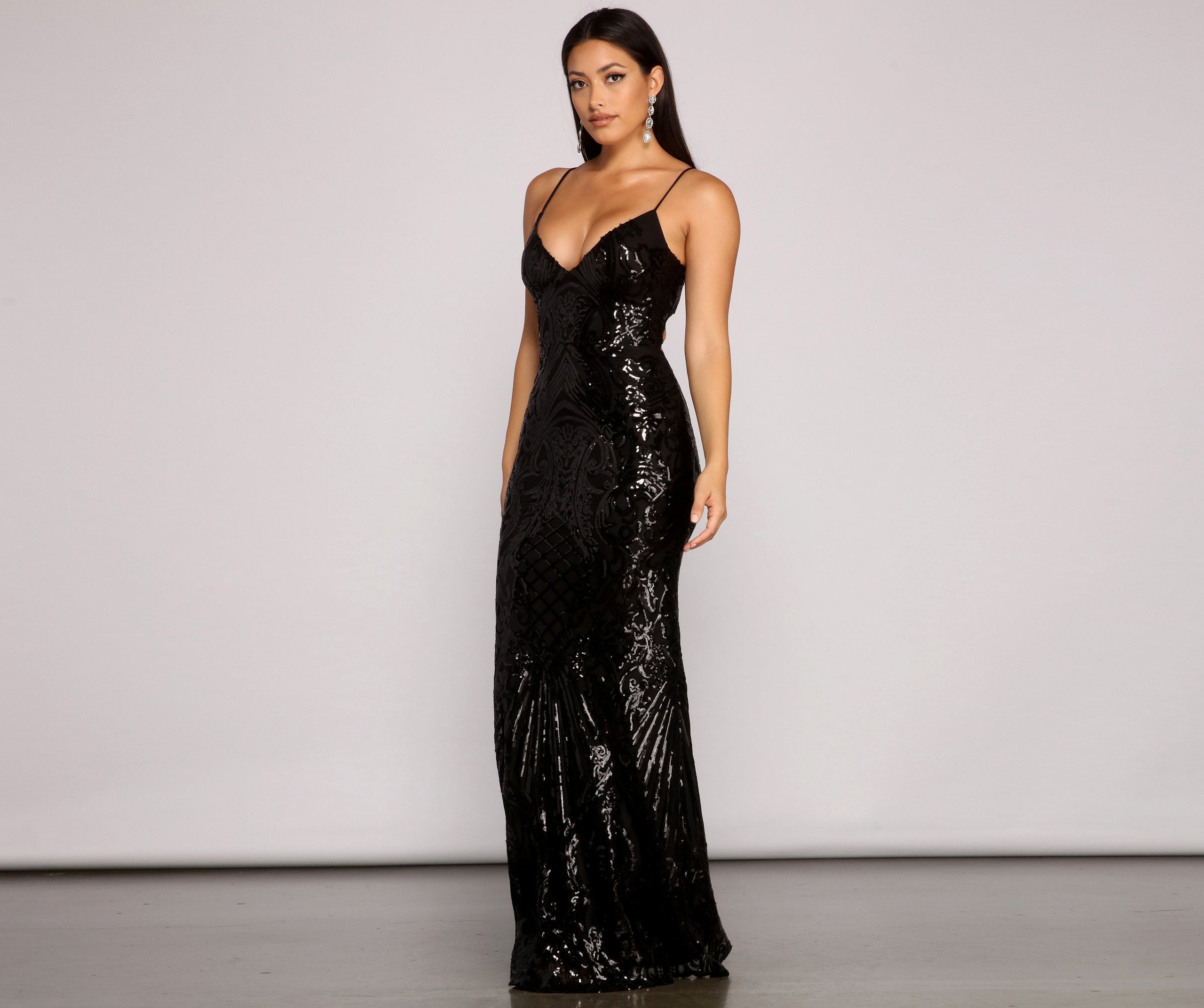 Serena Sequin Mesh Mermaid Dress - Fashionpara