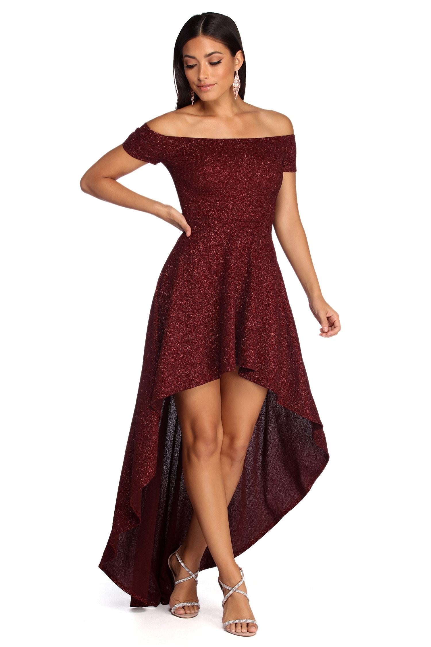 Penelope Glitter Formal High Low Dress - Fashionpara