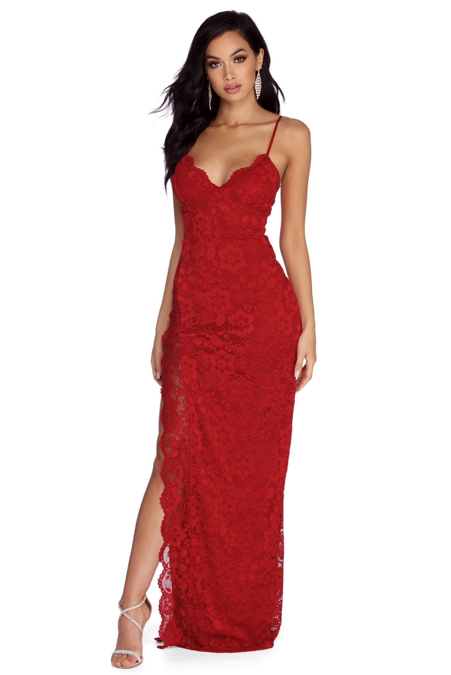Selene Formal Scalloped Lace Dress - Fashionpara