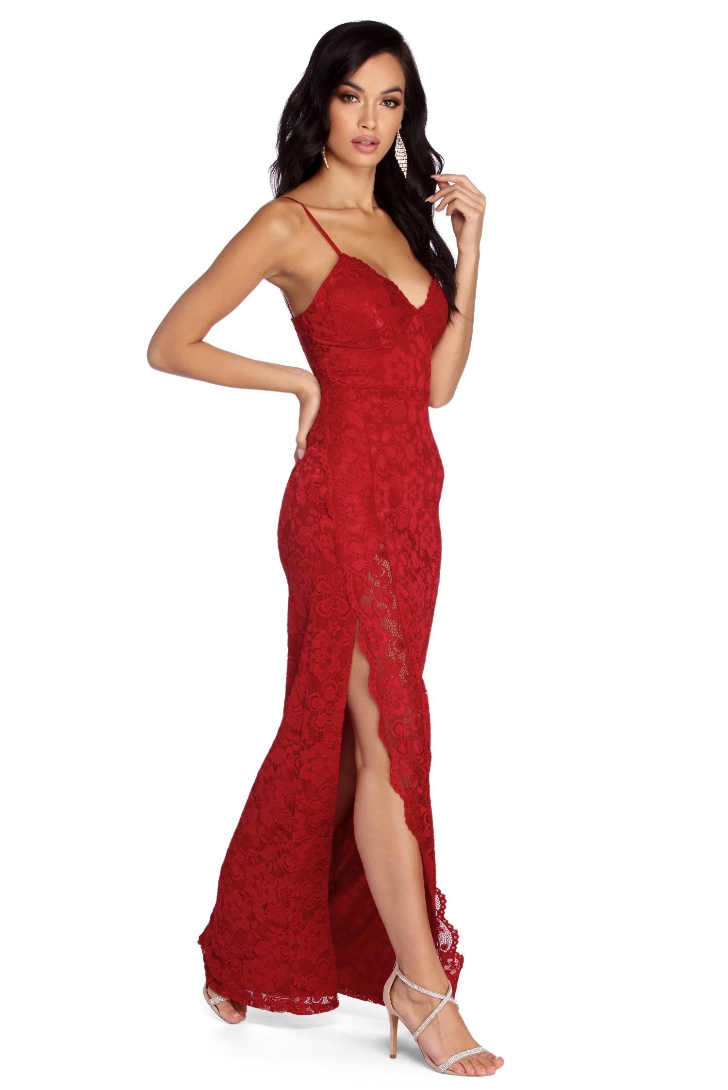 Selene Formal Scalloped Lace Dress - Fashionpara