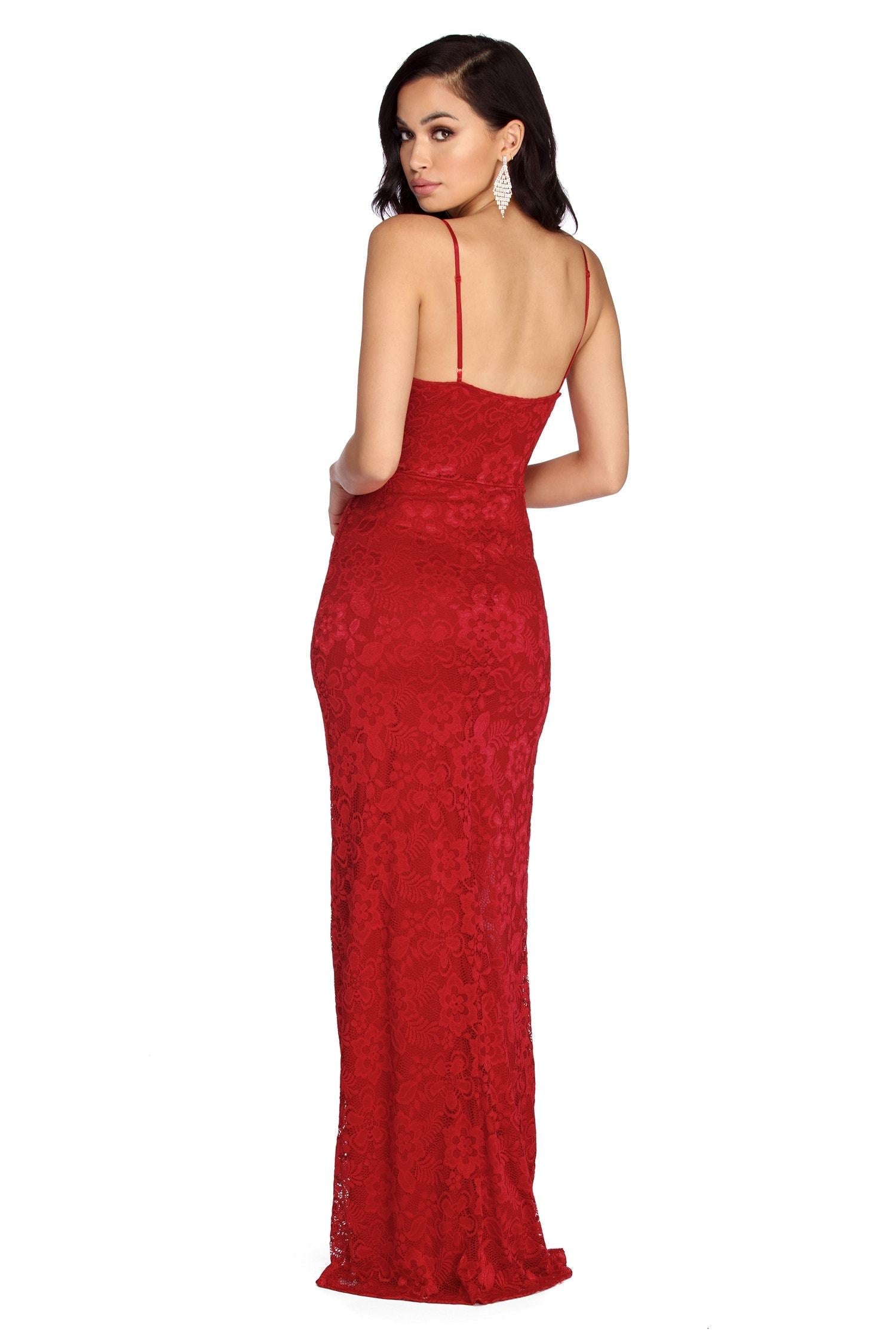 Selene Formal Scalloped Lace Dress - Fashionpara