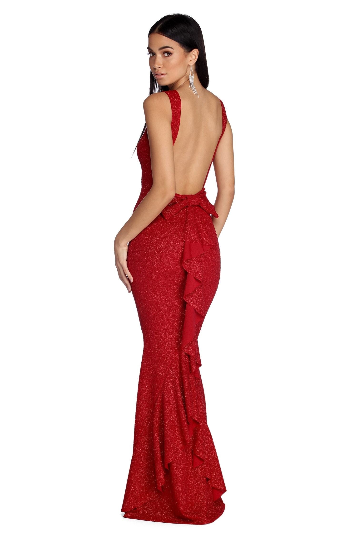 Ana Formal Glitter Ruffle Dress - Fashionpara