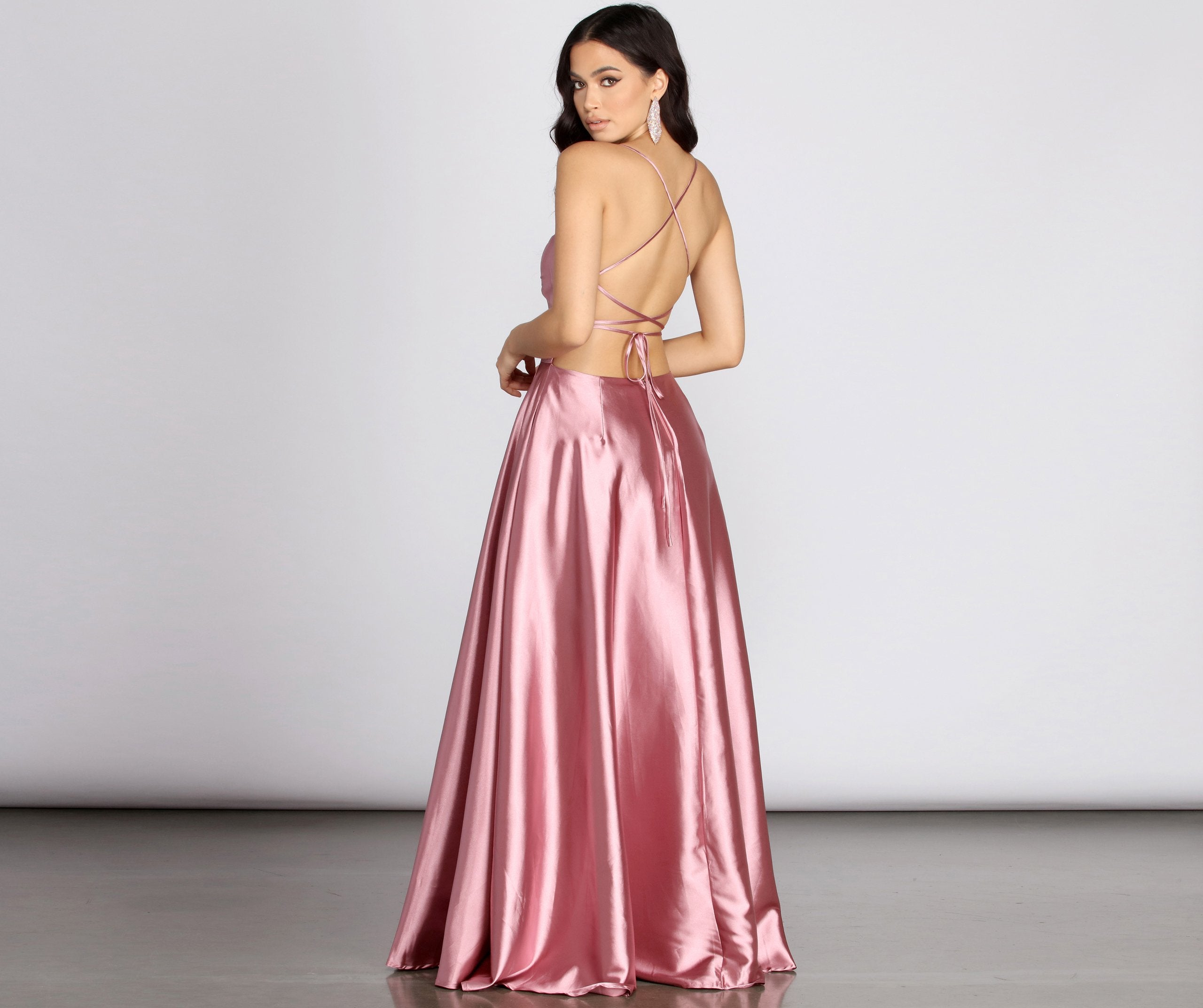 Anne Formal Lattice Satin Dress - Fashionpara