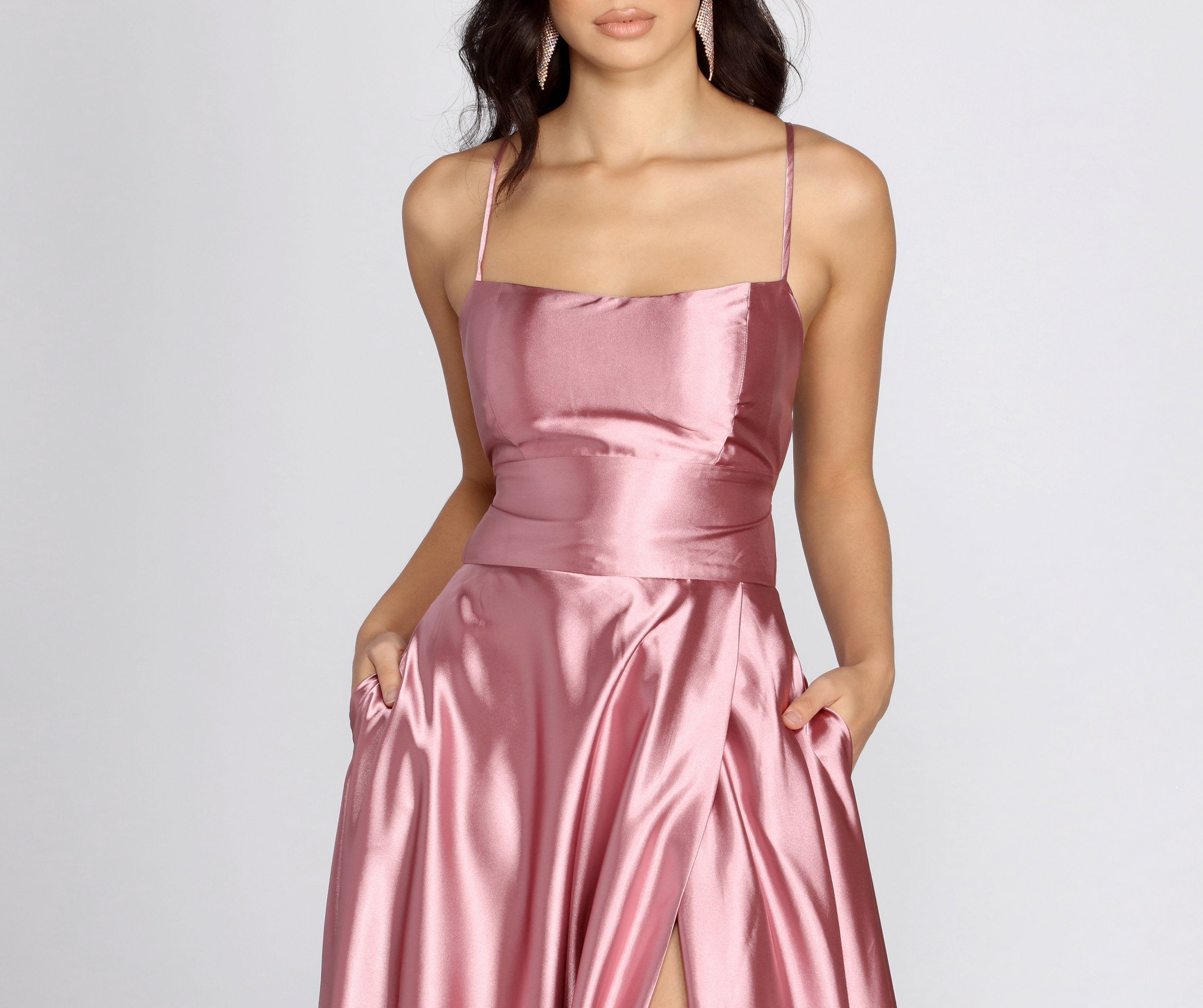 Anne Formal Lattice Satin Dress - Fashionpara
