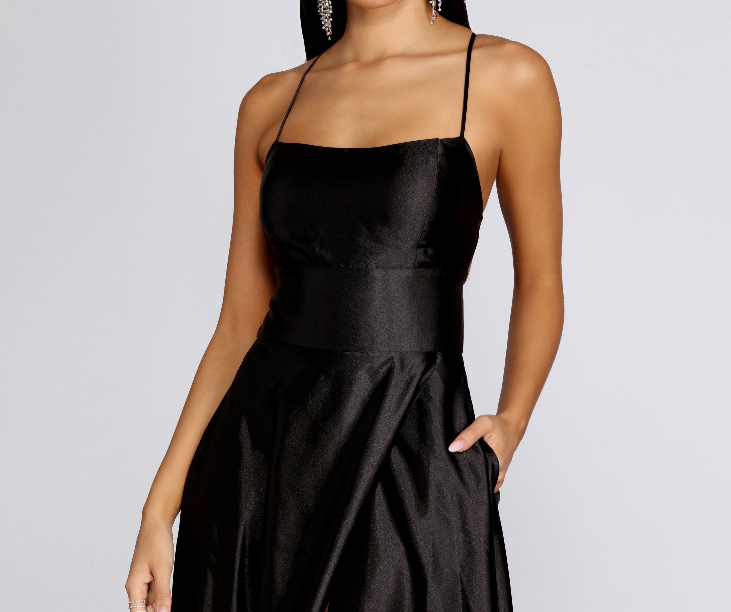 Anne Formal Lattice Satin Dress - Fashionpara