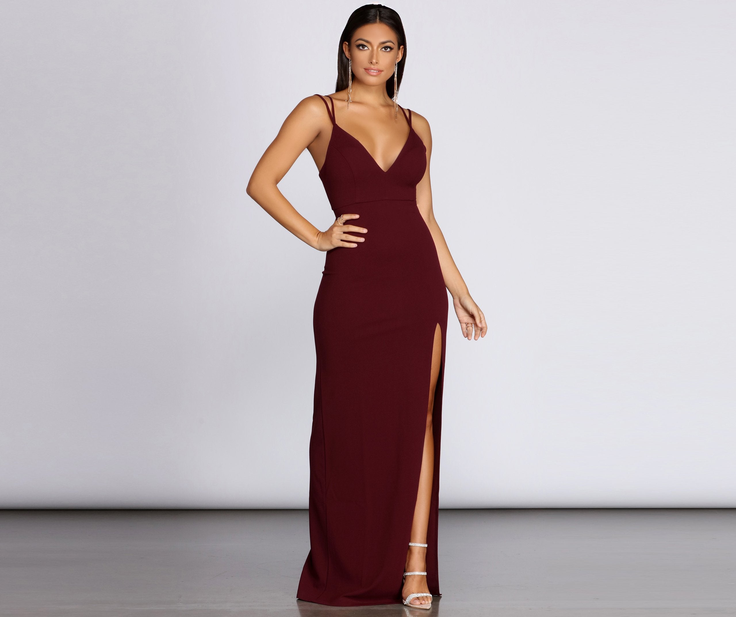 Bailey Strappy Formal Crepe Dress - Fashionpara