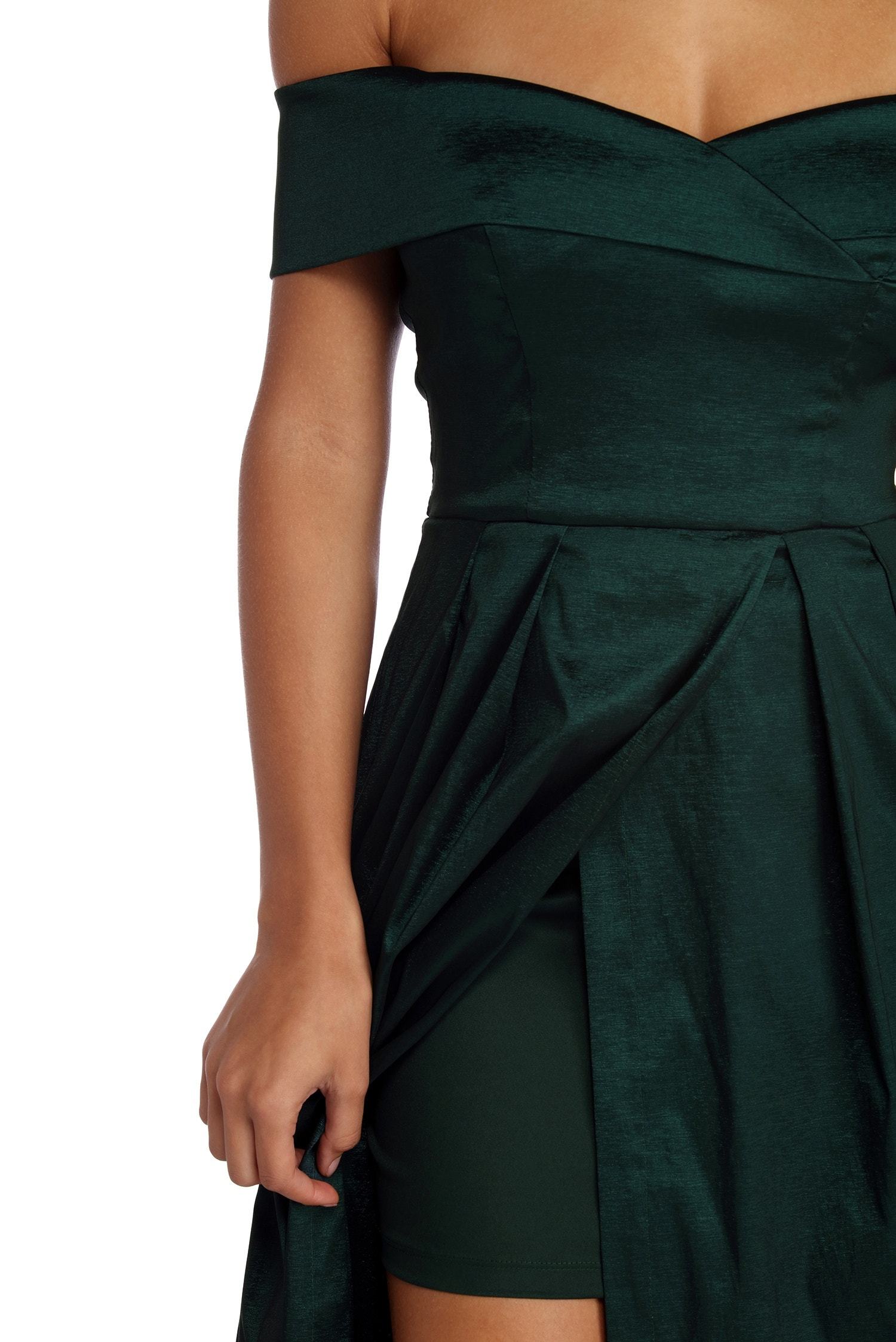Megan Taffeta Off The Shoulder Ball Gown - Fashionpara
