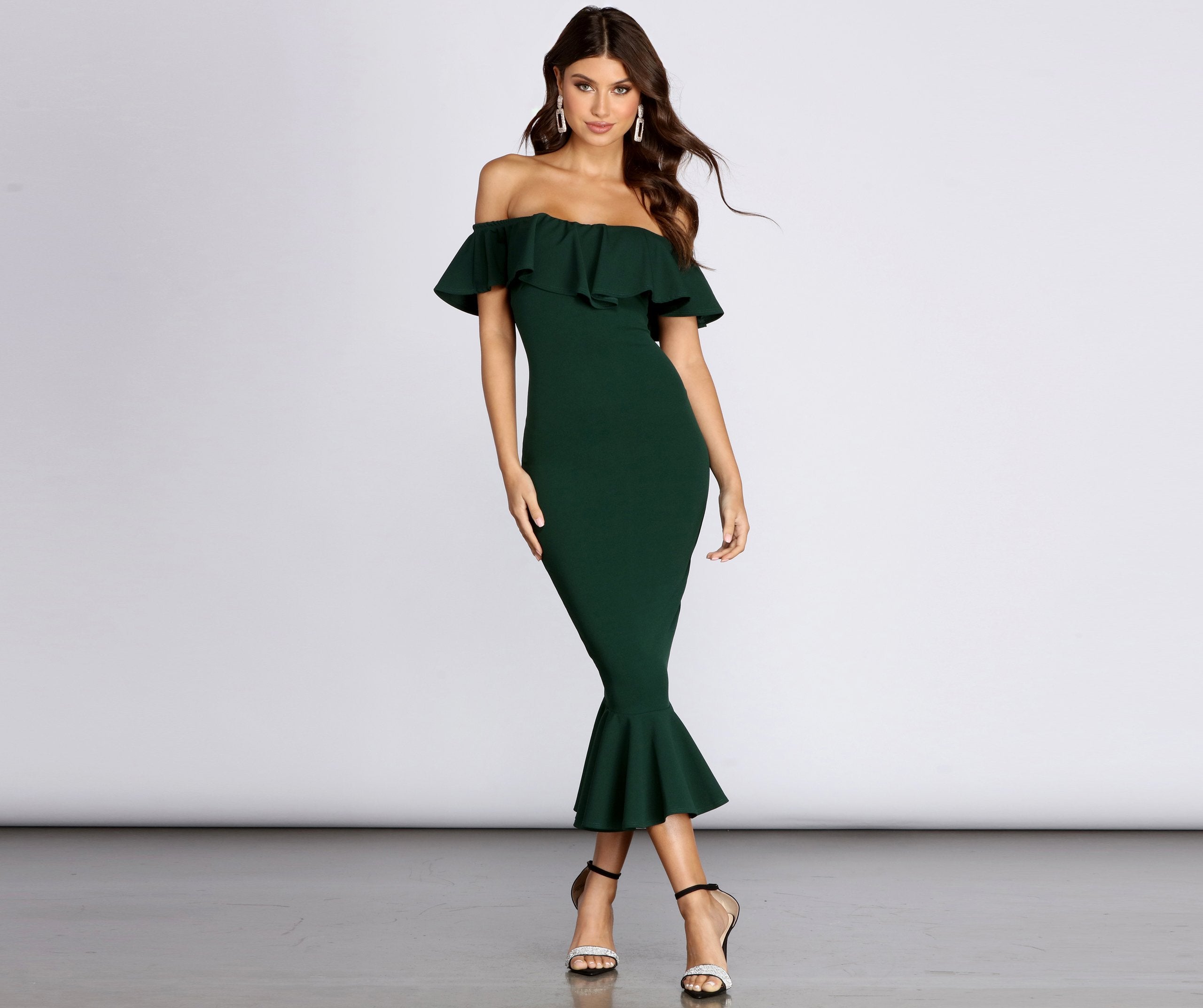 Ready And Ruffled Midi Dress - Fashionpara