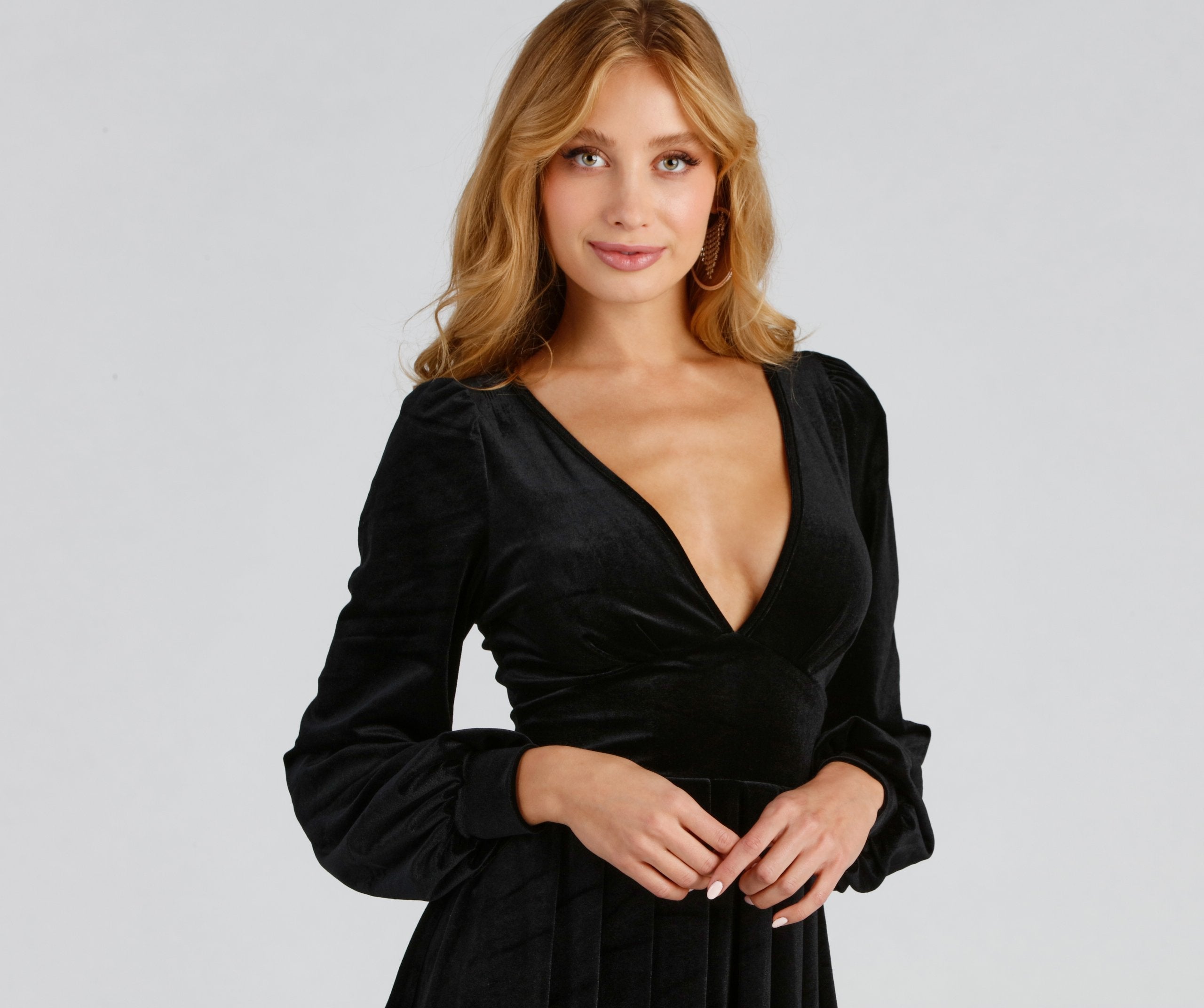 Flirty And Chic Velvet Skater Dress - Fashionpara
