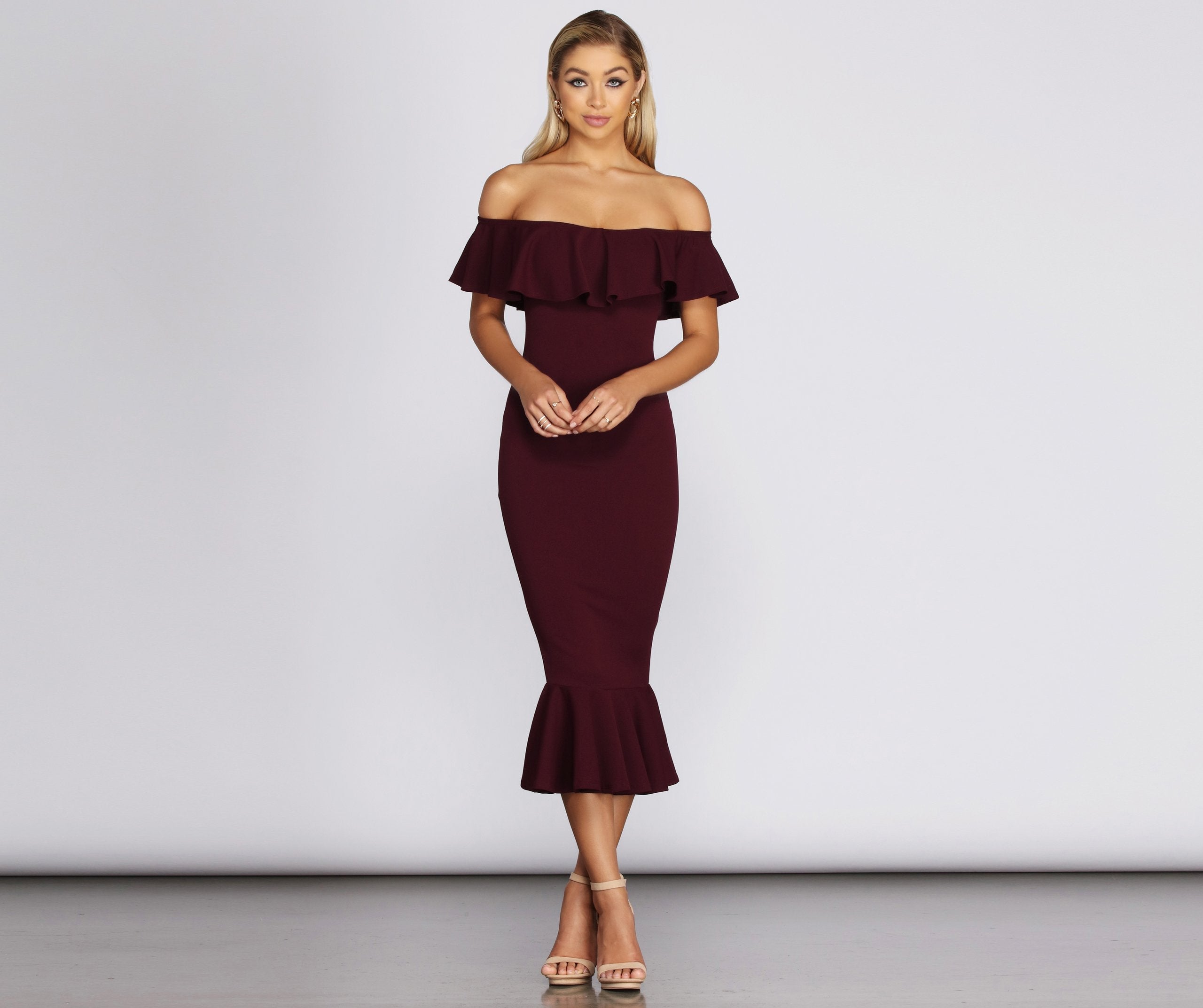 Ready And Ruffled Midi Dress - Fashionpara