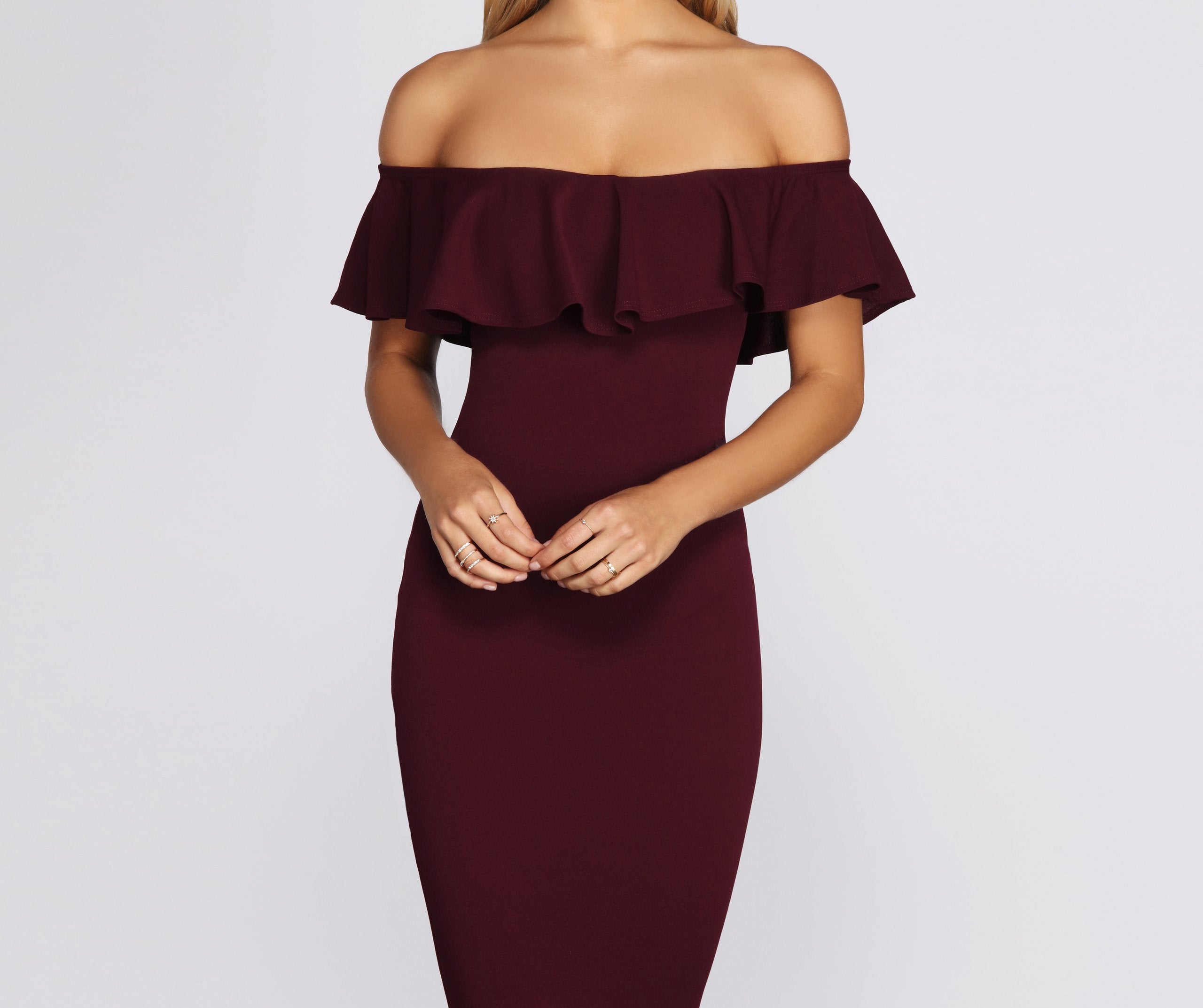 Ready And Ruffled Midi Dress - Fashionpara