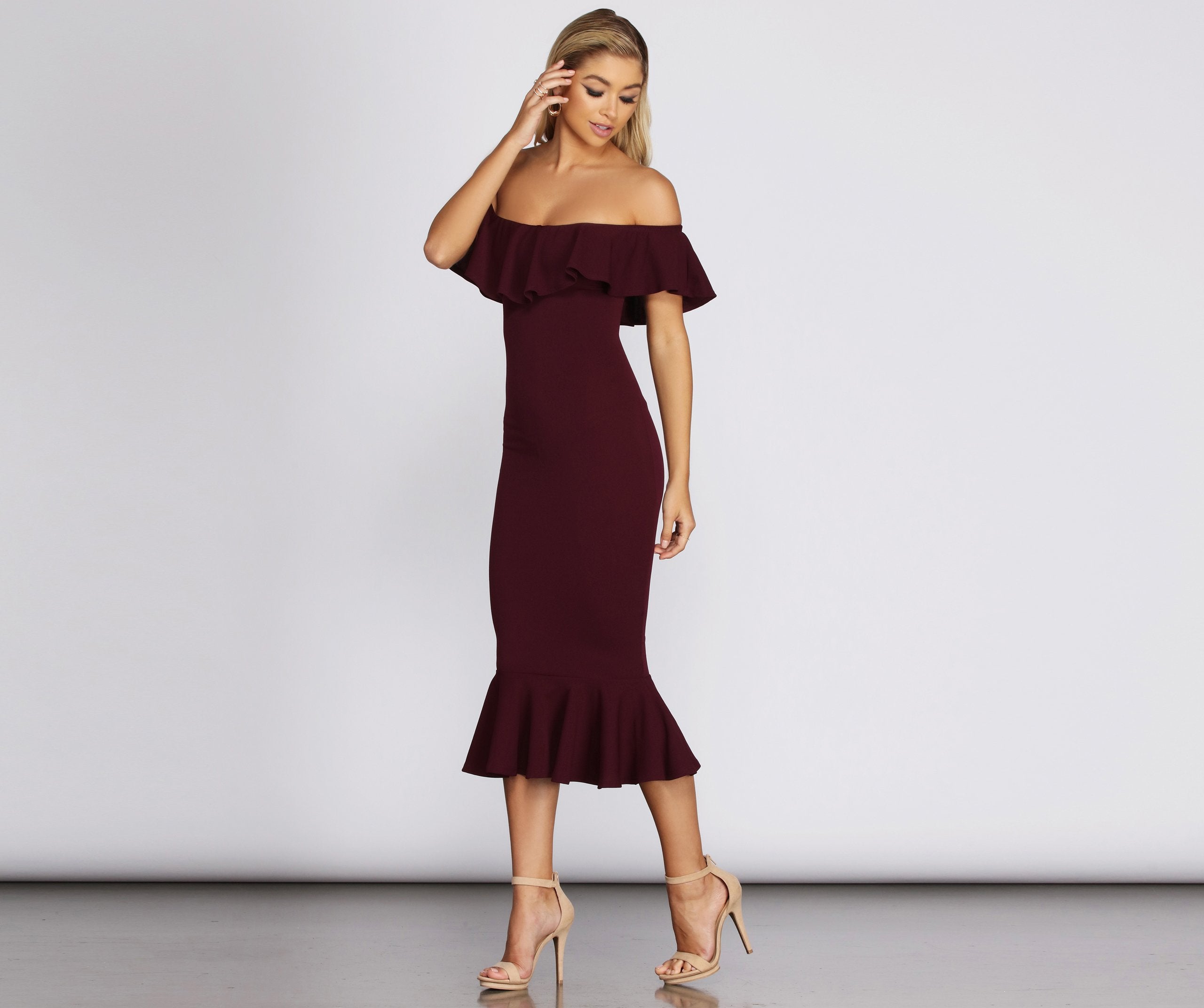 Ready And Ruffled Midi Dress - Fashionpara