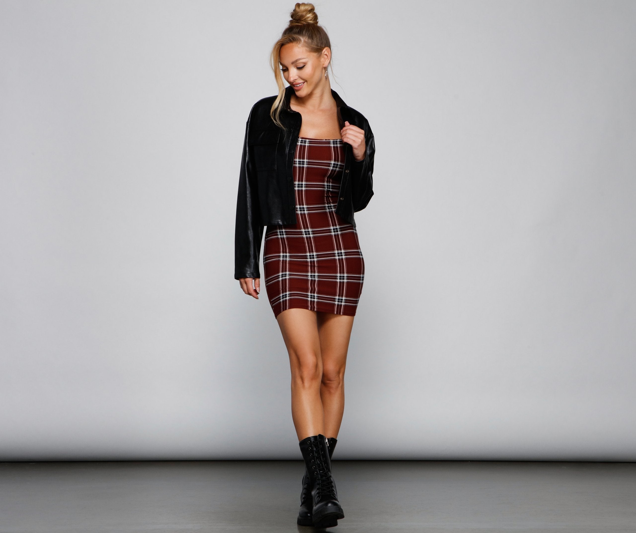 Pretty In Plaid Mini Dress - Fashionpara