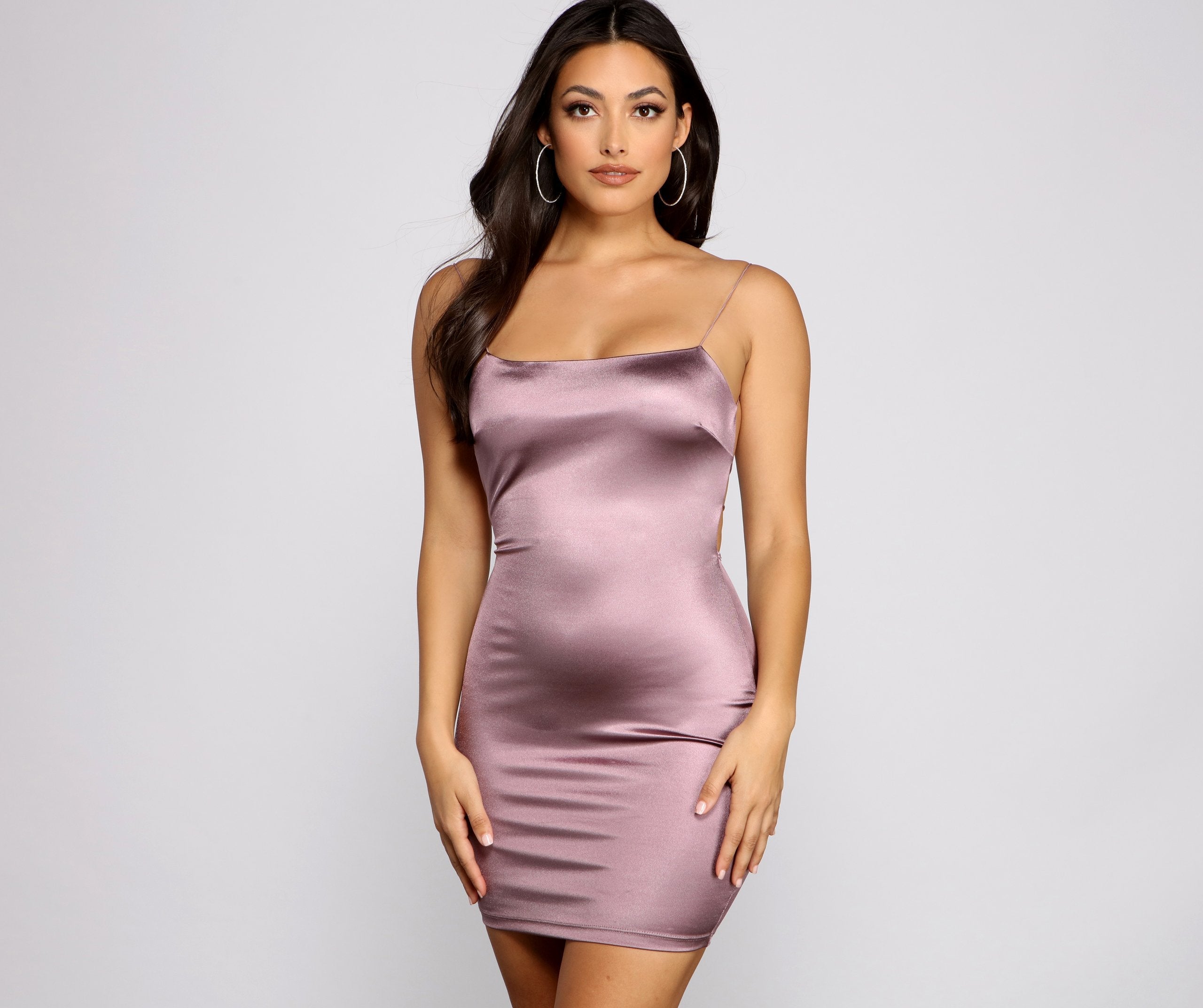 Sleek and Stunning Satin Mini Dress - Fashionpara