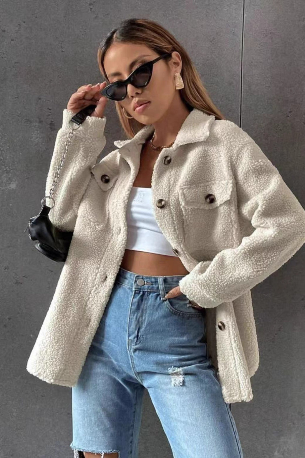 Teddy Wool Lapel Button Coat - Fashionpara