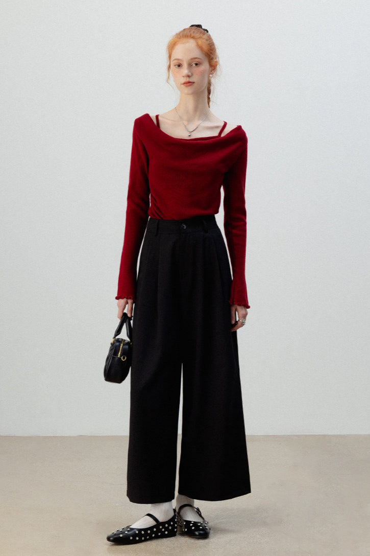 Layered Cowl Neck Knit Top