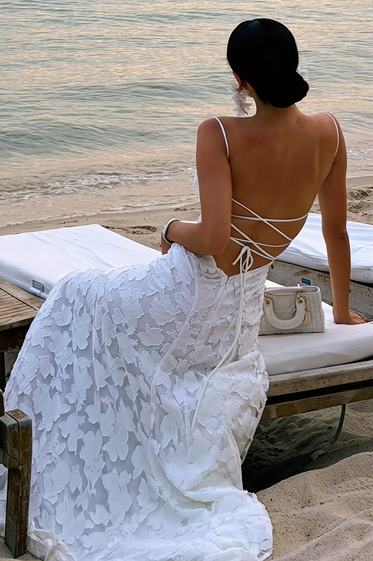 Floral Appliqué Sweetheart Fit and Flare Maxi Gown