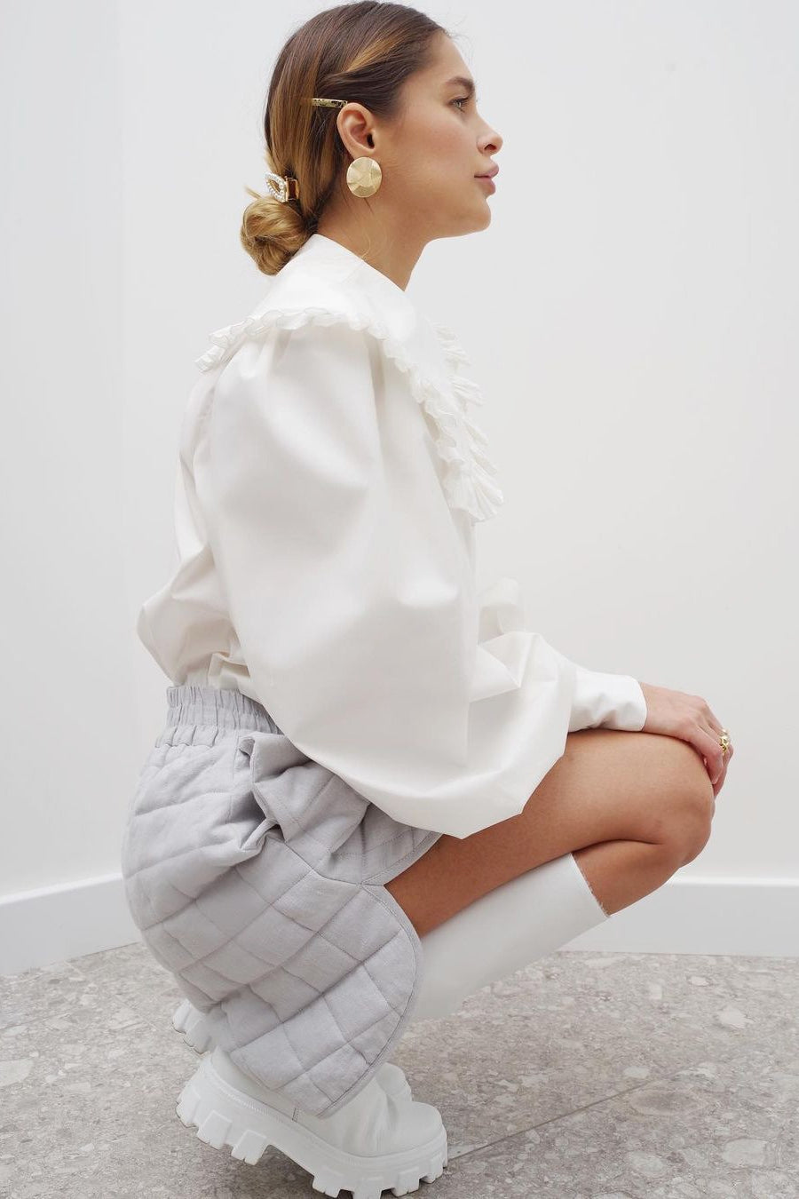 Ruffle Trim Peter Pan Blouse