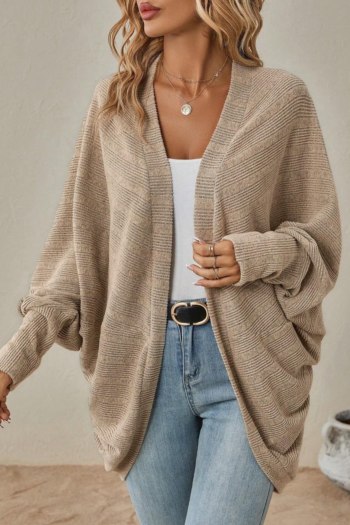 Chic Solid Color Midi Knit Cardigan for Autumn-Winter Wear