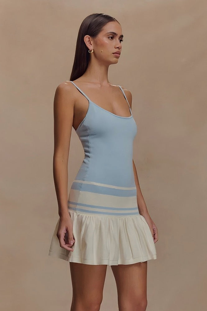 Scoop Neck Spaghetti Strap Drop-Waist Knit Mini Dress