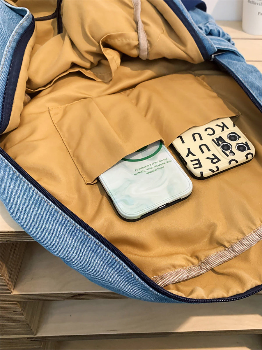 Vintage Denim Spliced Large Capacity Shoulder Bag