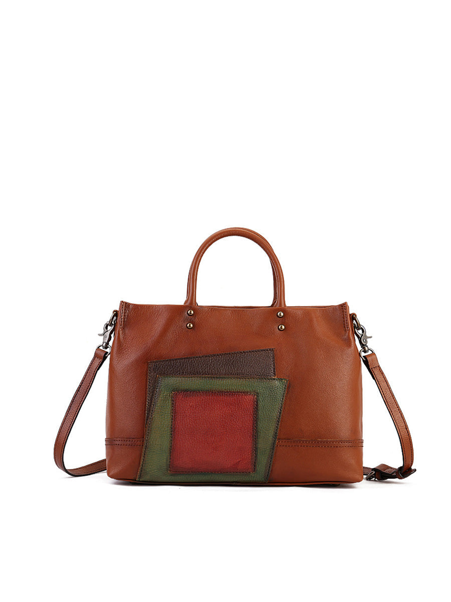Leather Patchwork Laege Capacity Hand Bag Shoulder Bag