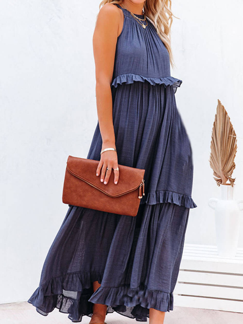 Irregular Cake Sleeveless Maxi Dress - Fashionpara