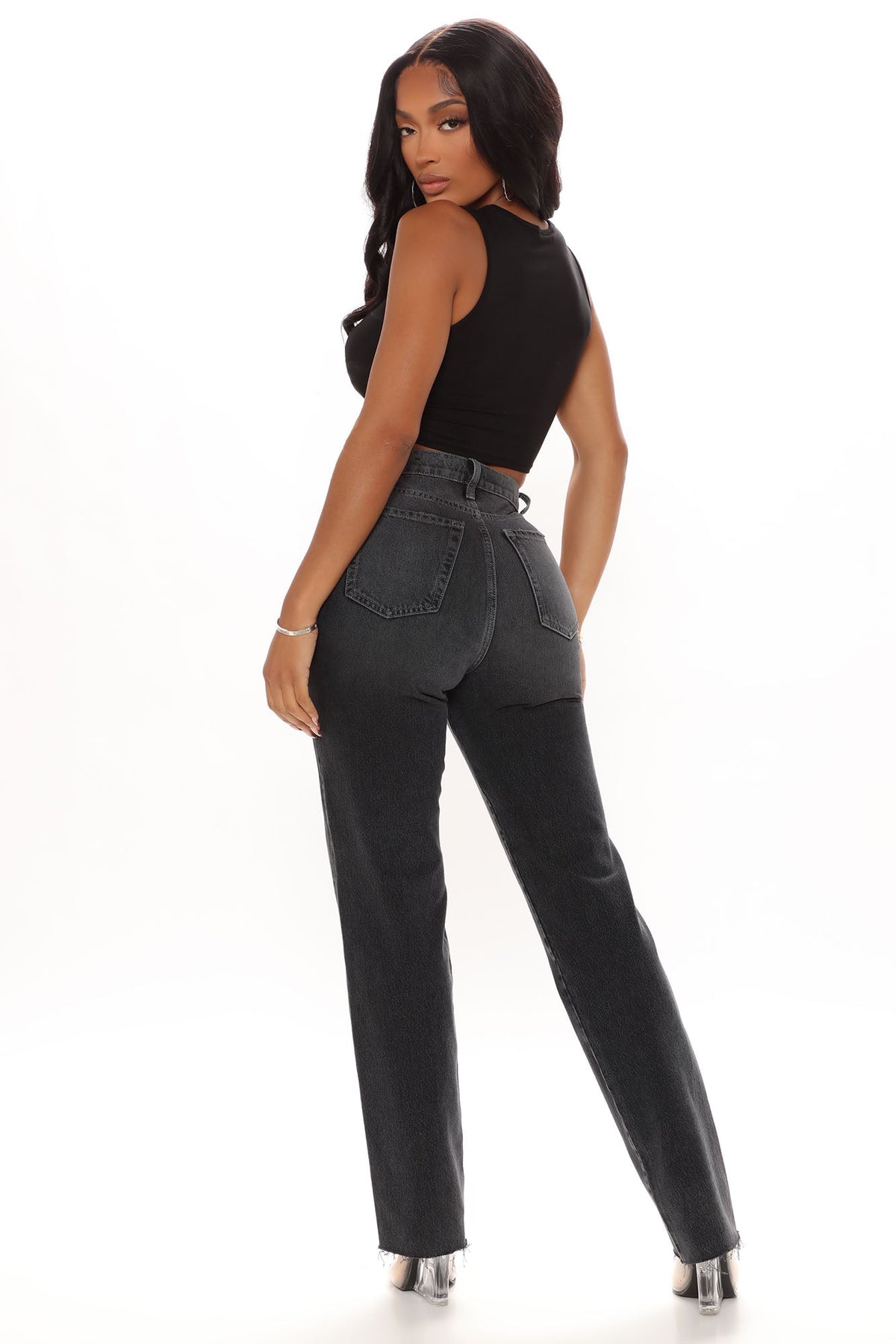 KittenAlarm - 90's Energy Straight Leg Jeans - Black