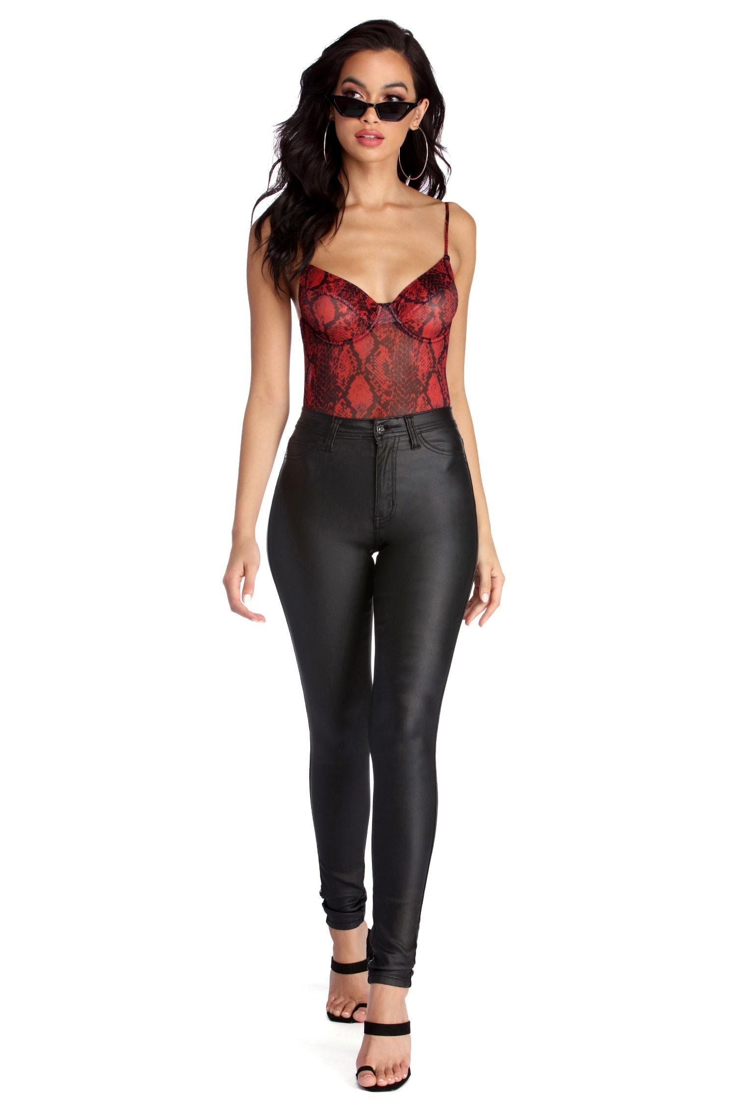 Sexy Snake Print Mesh Bodysuit - Fashionpara