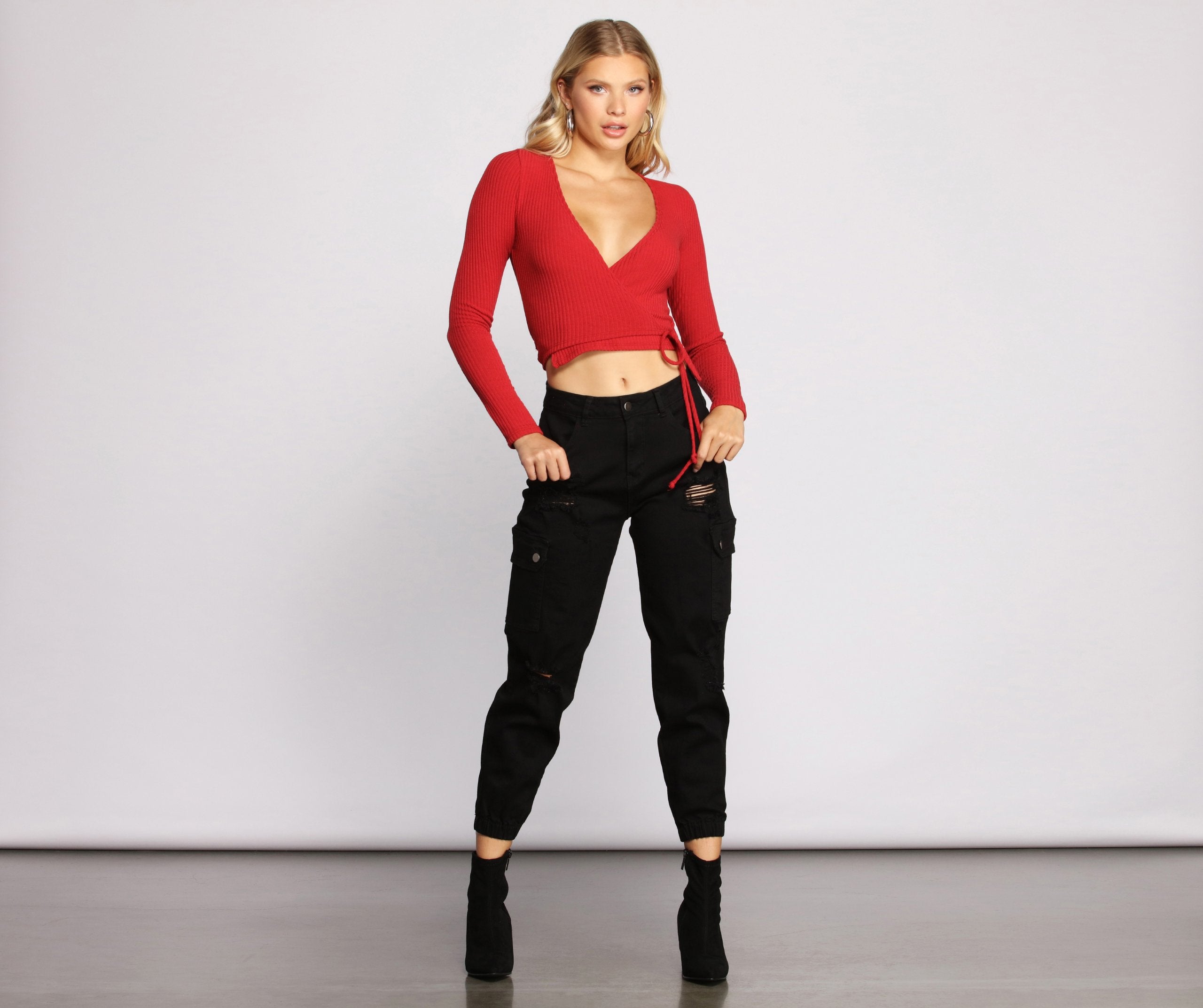 Simply Chic Wrap Front Crop Top  Fashionpara