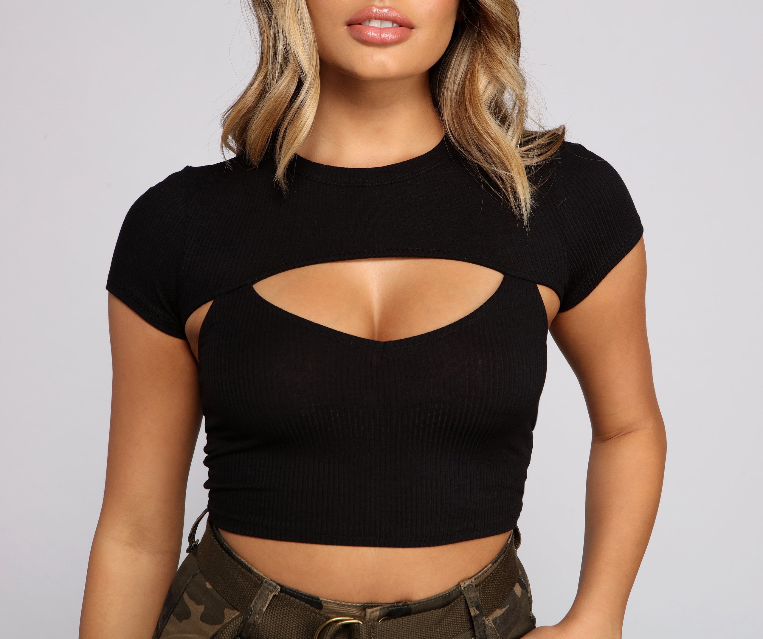 Chic Cuts Ribbed Knit Crop Top - Fashionpara
