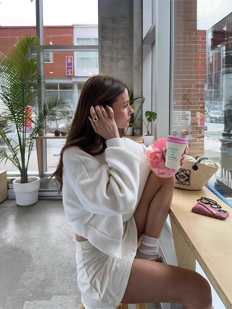 PrincessAce Elegant Folded Collar Long Sleeve Sweater Cardigan